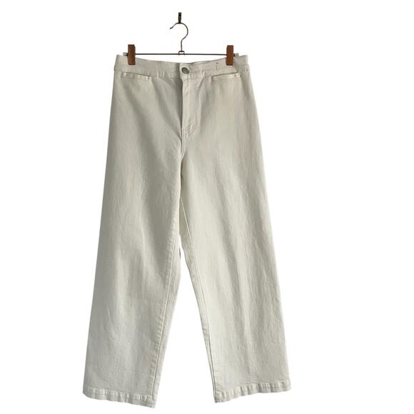 Madewell Emmett Wide Leg Crop Jeans Tile White Sz 26 Minimalist Nautical Coastal - Picture 2 of 11